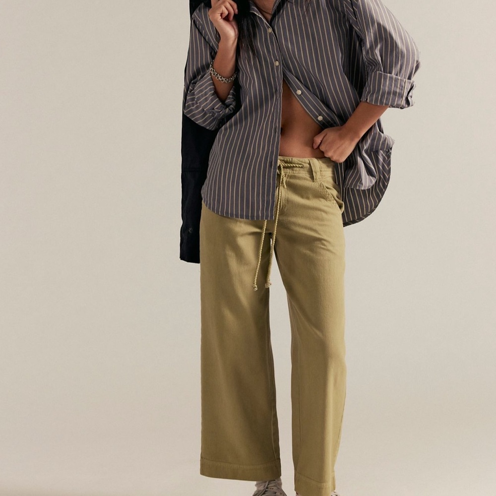 Casual Olive Wide-Leg Pants